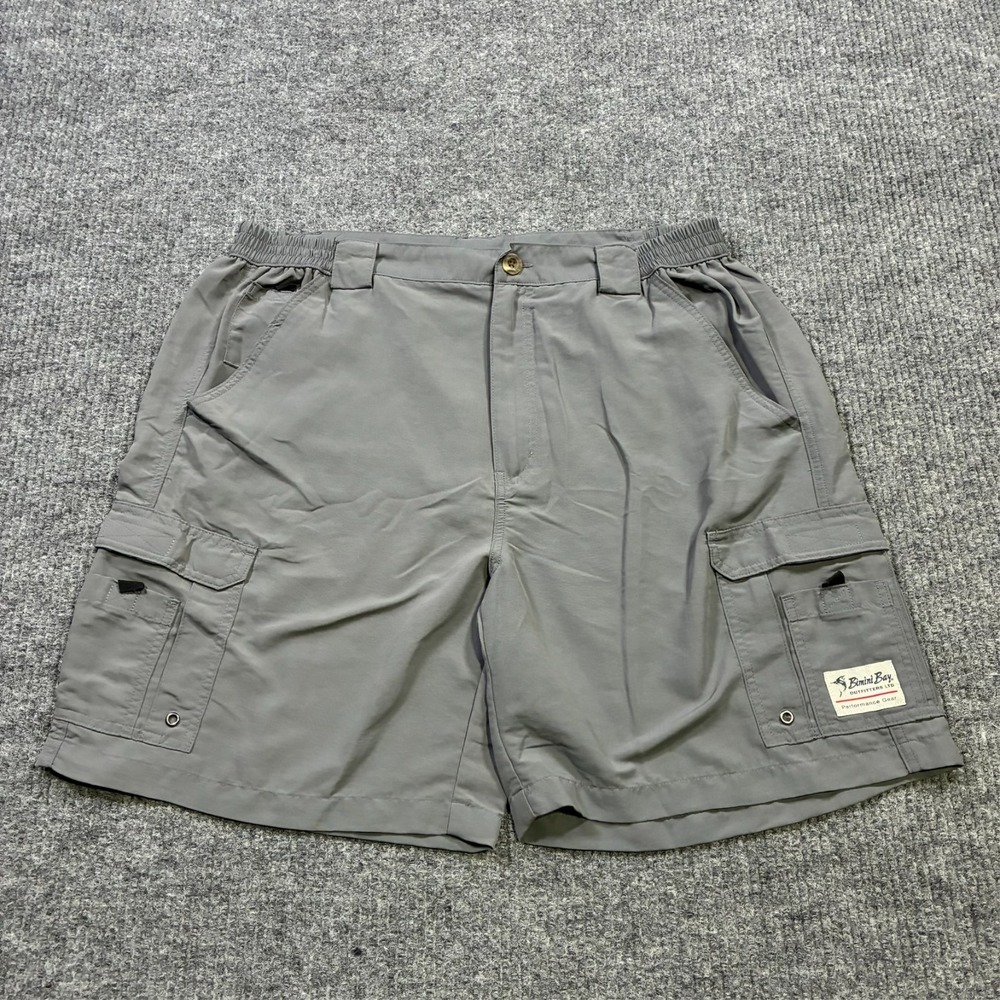 Bimini Bay Performance Gear Mens Cargo Shorts Size 40 Gray Stretch Nylon Fishing